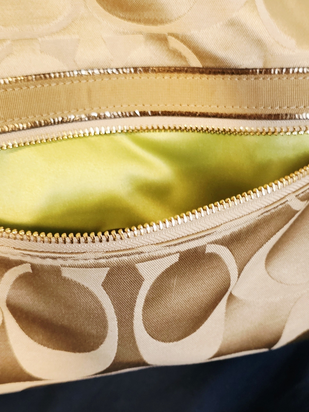 Coach Metallic Gold Signature Tote Bag - Picture 7 of 9